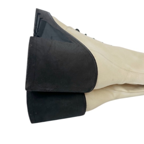 Free People Off-White Leather Moto Dylan Ankle Bootie Sz 39 Lace Up Goth Grunge - Picture 8 of 16